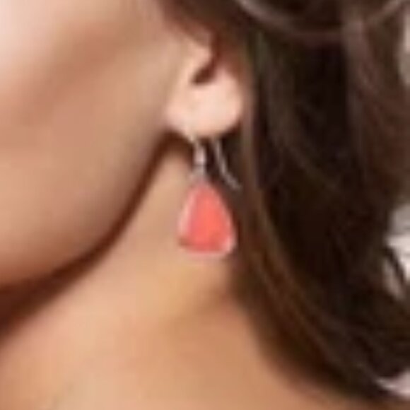 Santa Fe Style Natural Red Coral Dangle Earrings Sterling Silver NWT - Picture 2 of 4